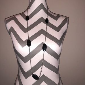 Long black and silver necklace